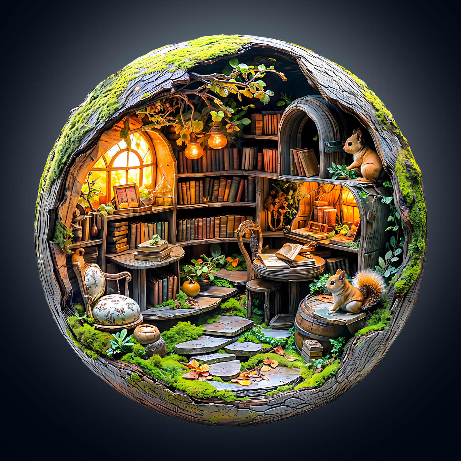 3D Mossy Library Wooden Jigsaw Puzzle