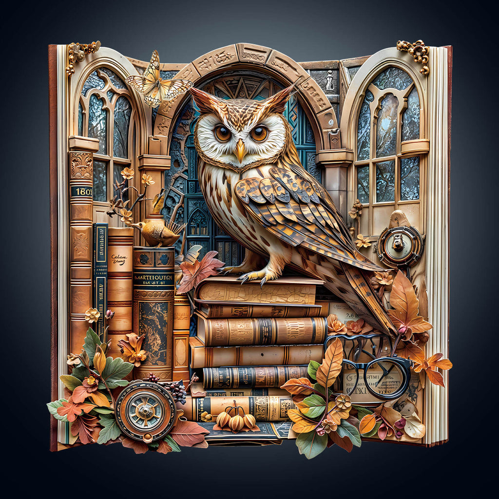 Bookcase owl Wooden Jigsaw Puzzle