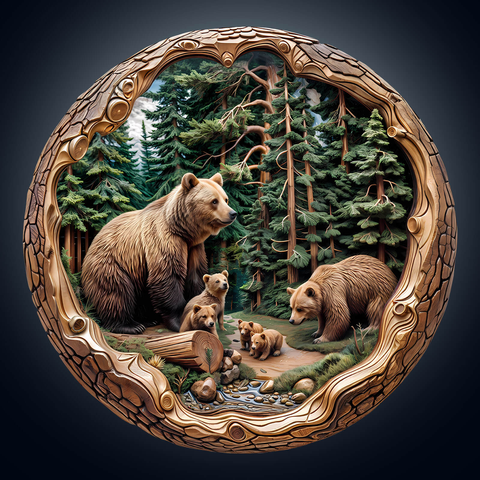 Forest Bear Family Wooden Jigsaw Puzzle