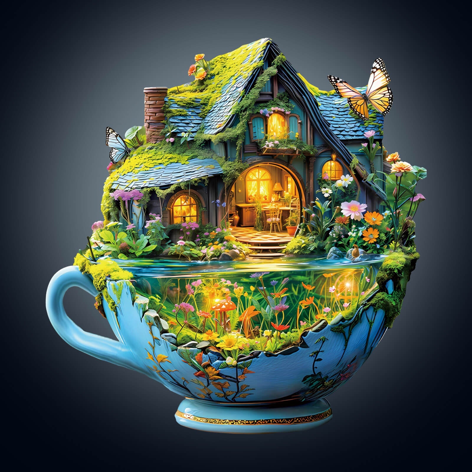 green Field mug Wooden Jigsaw Puzzle