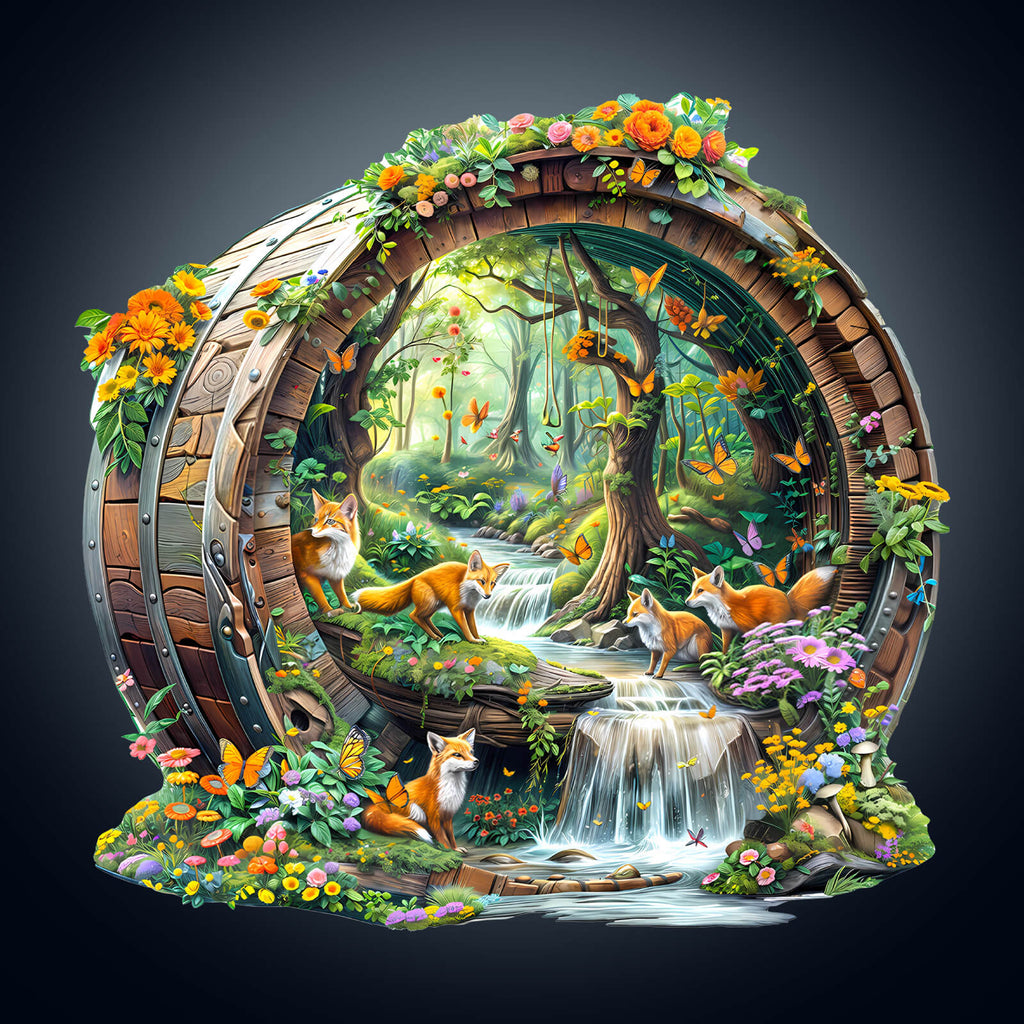 Happy foxes-1 Wooden Jigsaw Puzzle