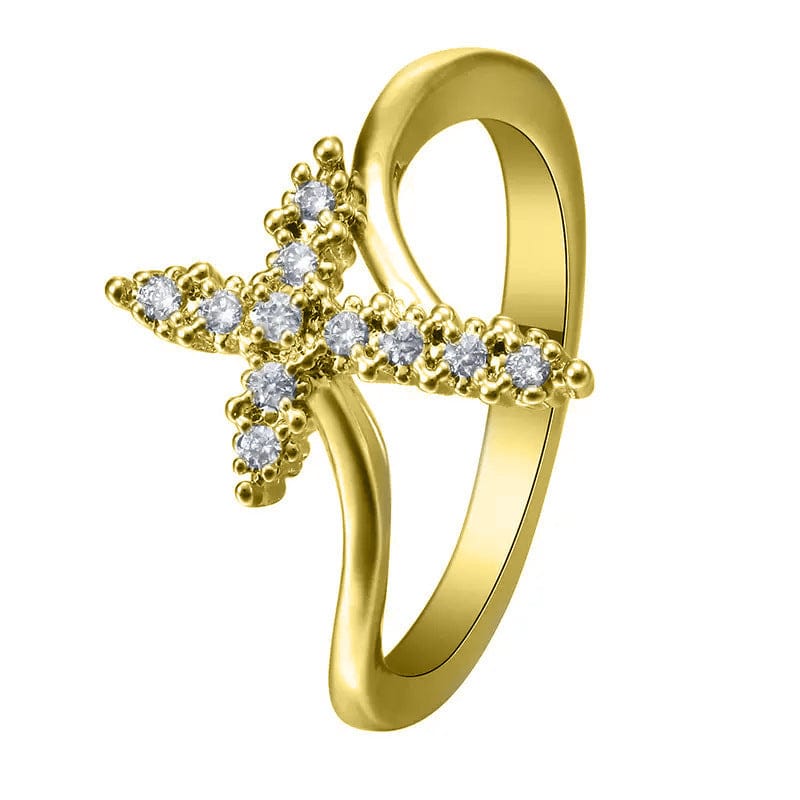 ZIRCON COVERED SILVER CROSS RING