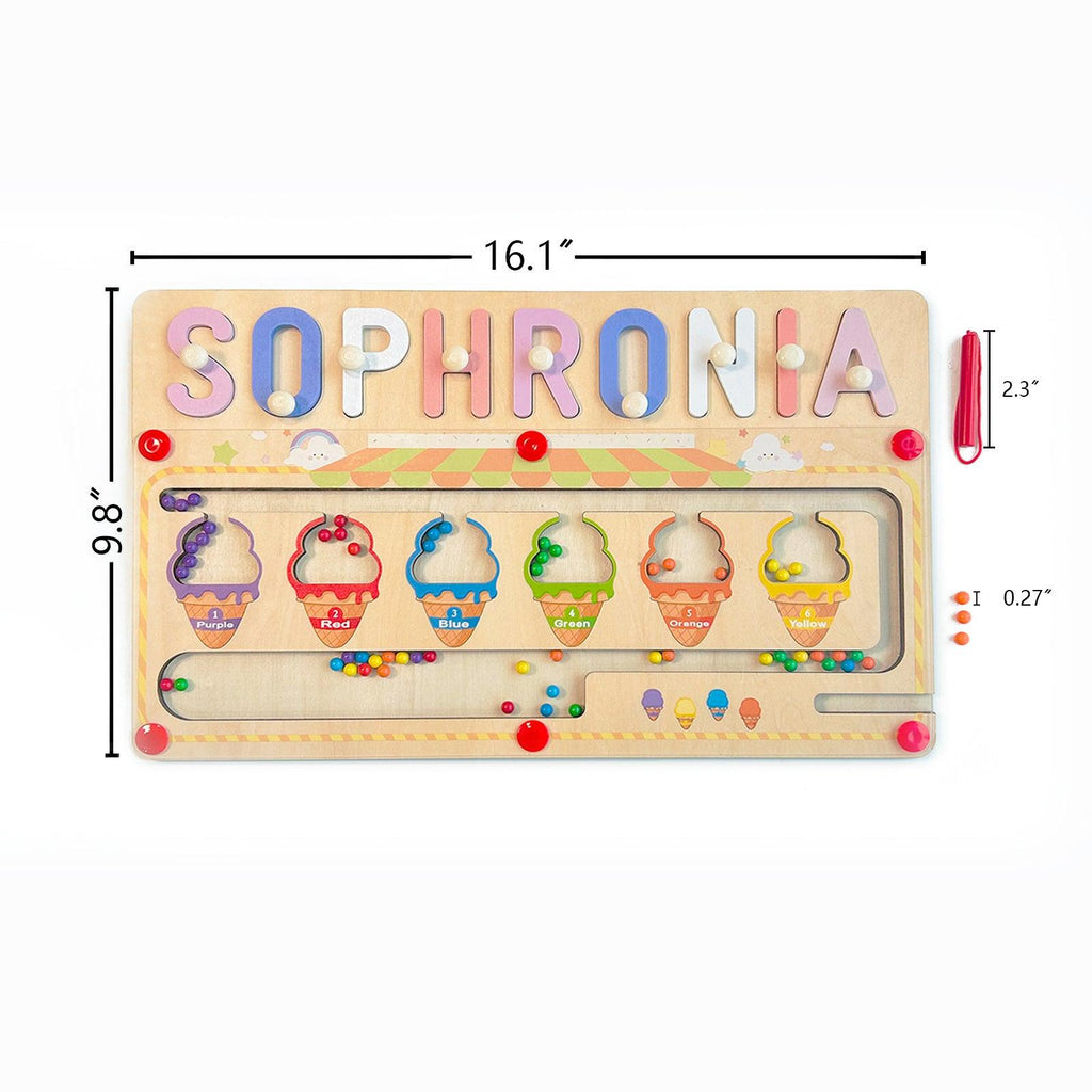Personalized Baby Name Magnetic Maze Puzzle - Ice Cream