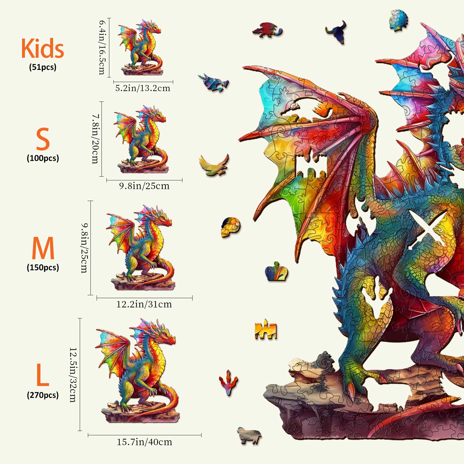 Colorful Dragon-2 Wooden Jigsaw Puzzle