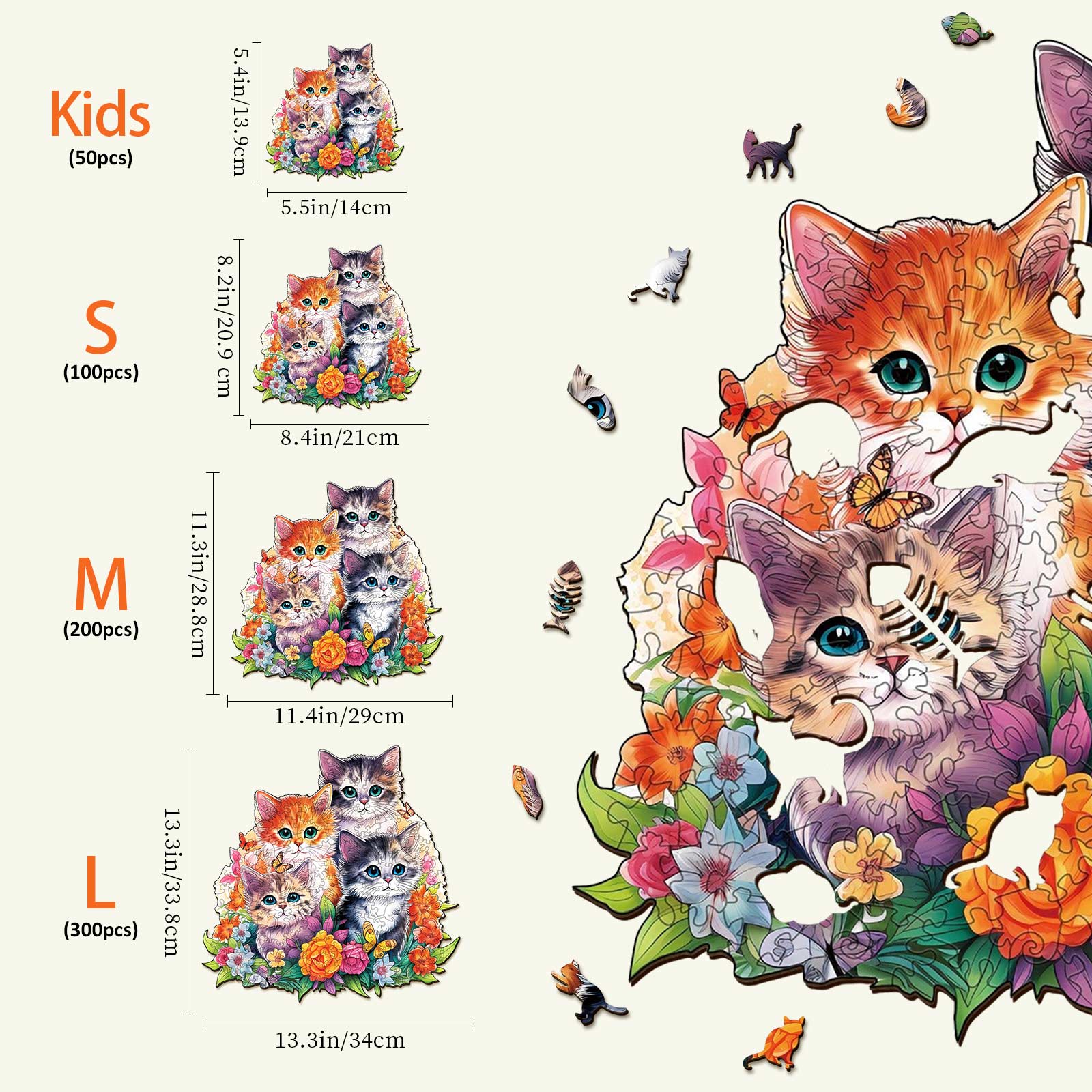 Cute Kitten Wooden Jigsaw Puzzle