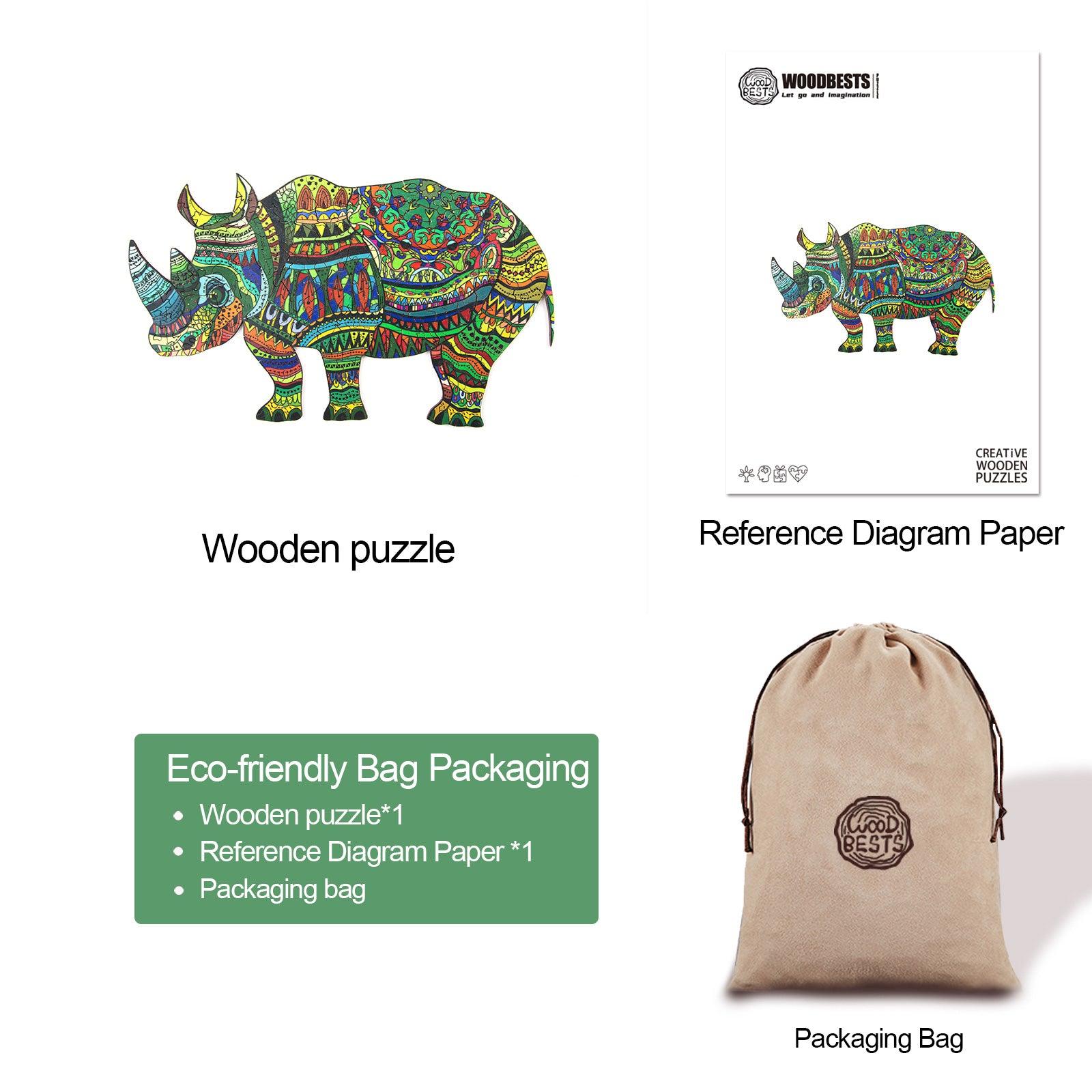 Watchful Rhino Wooden Jigsaw Puzzle