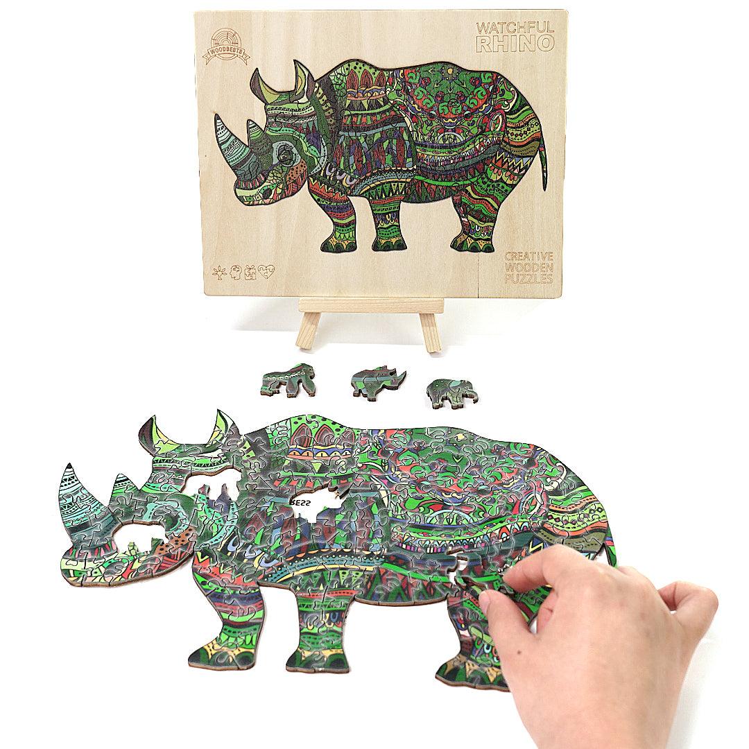 Watchful Rhino Wooden Jigsaw Puzzle