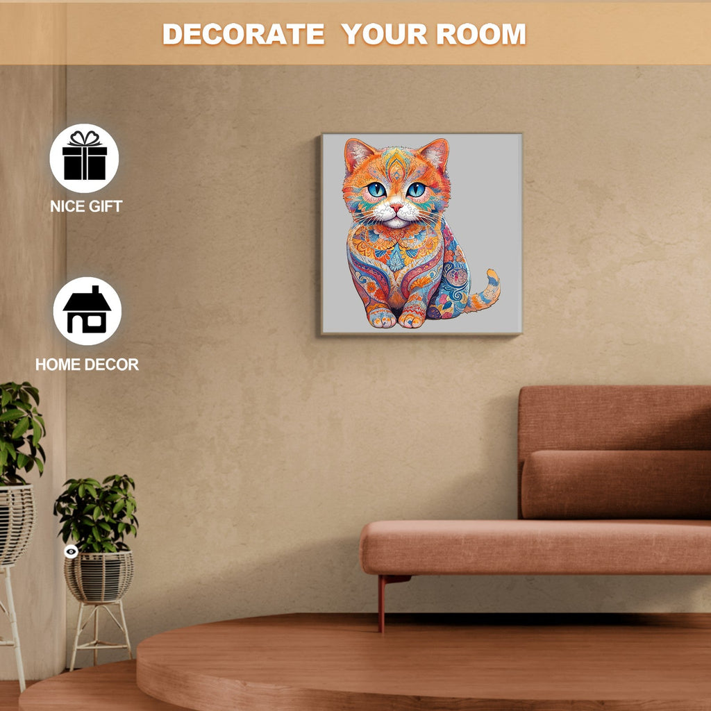 Cute Scottish Cat Wooden Jigsaw Puzzle
