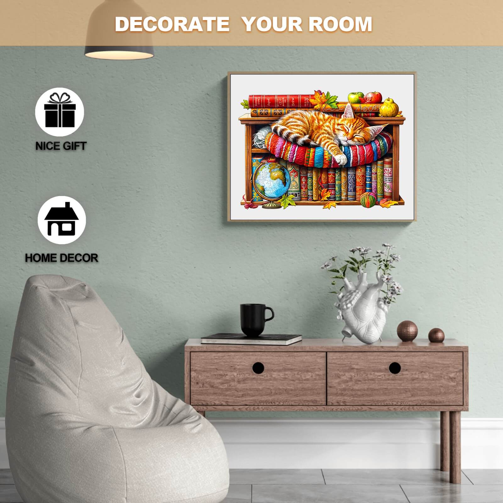 Dreamy Tabby Cat-1 Wooden Jigsaw Puzzle