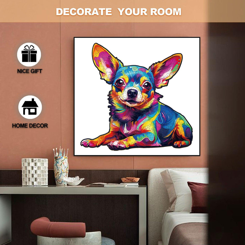 Colorful Chihuahua Wooden Jigsaw Puzzle