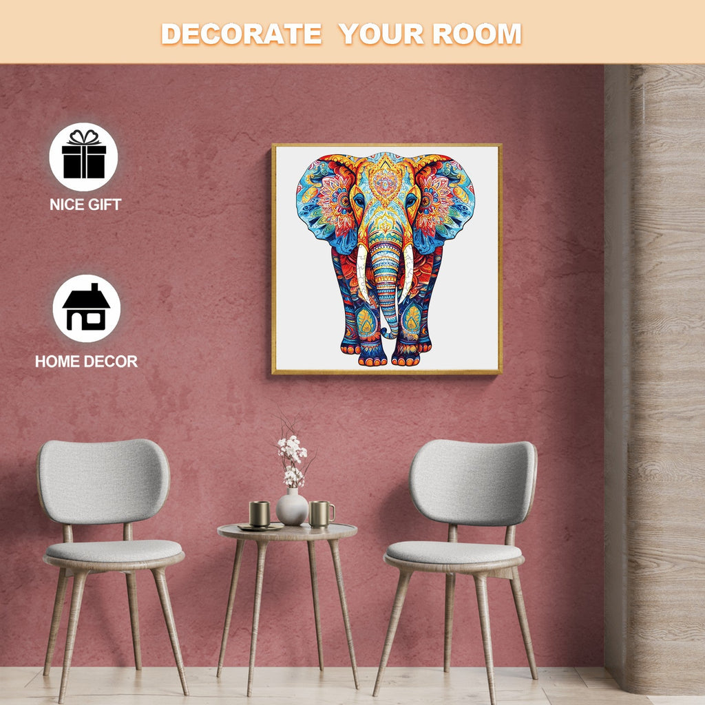 Orange Elephant Wooden Jigsaw Puzzle