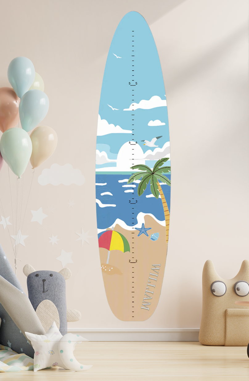 Personalized Wooden Surfboard Growth Chart Ruler