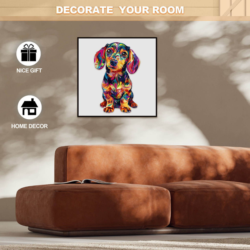 Colorful Dachshund-1 Wooden Jigsaw Puzzle