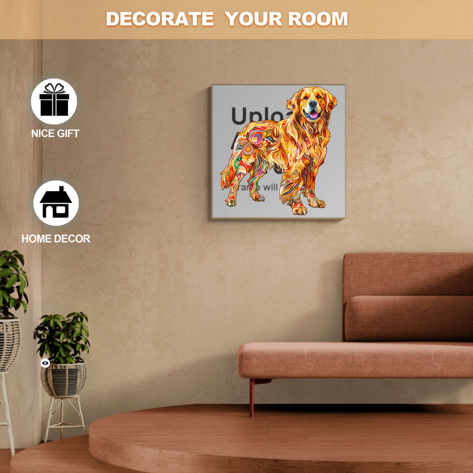 Handsome Golden Retriever Wooden Jigsaw Puzzle
