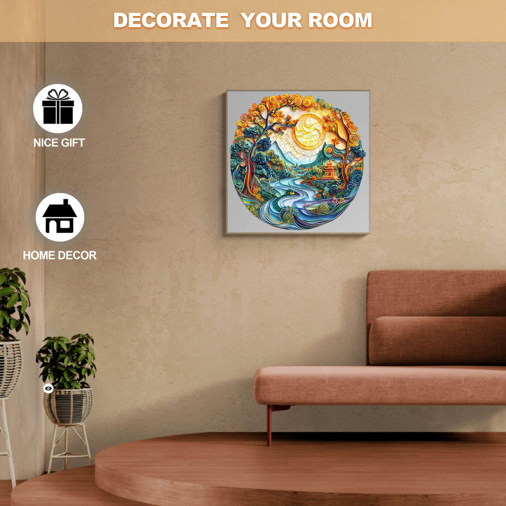 3D Colored Paper Sculpture Landscape Wooden Jigsaw Puzzle