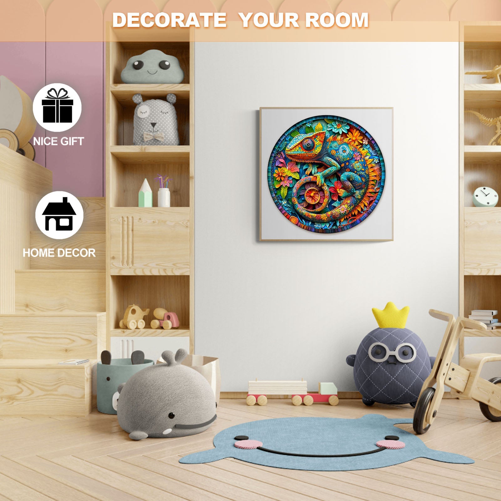 paper chameleon Wooden Jigsaw Puzzle