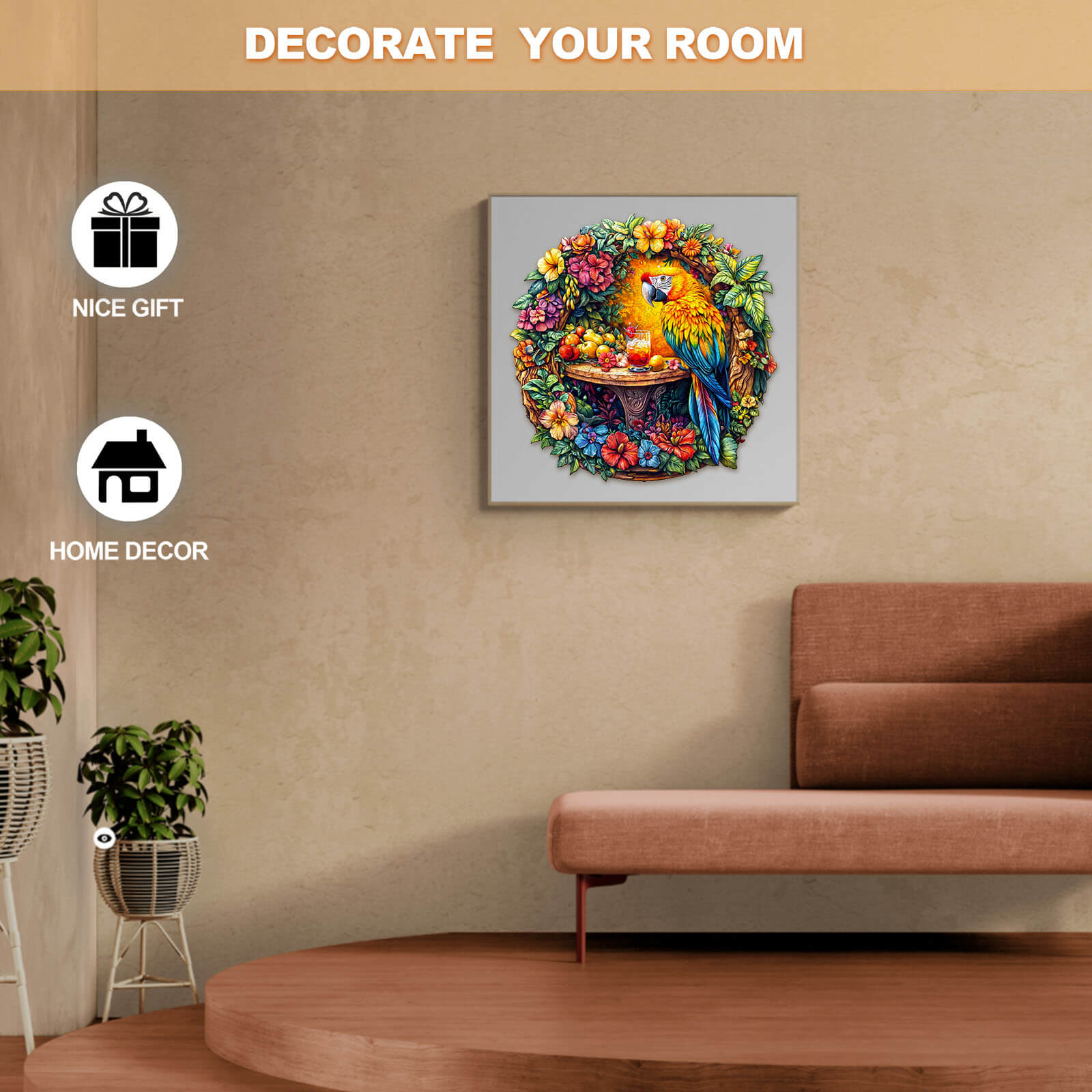 The parrot's tea-2 Wooden Jigsaw Puzzle