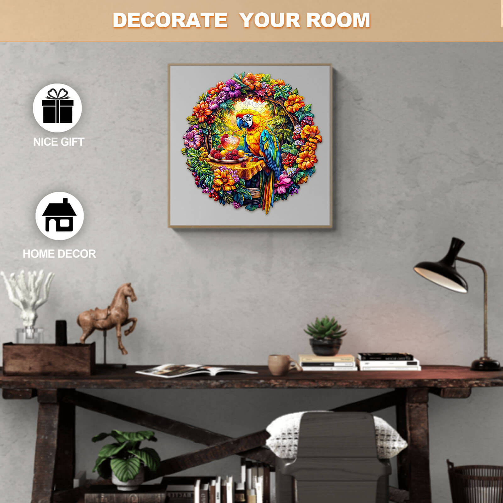 The parrot's tea-1 Wooden Jigsaw Puzzle