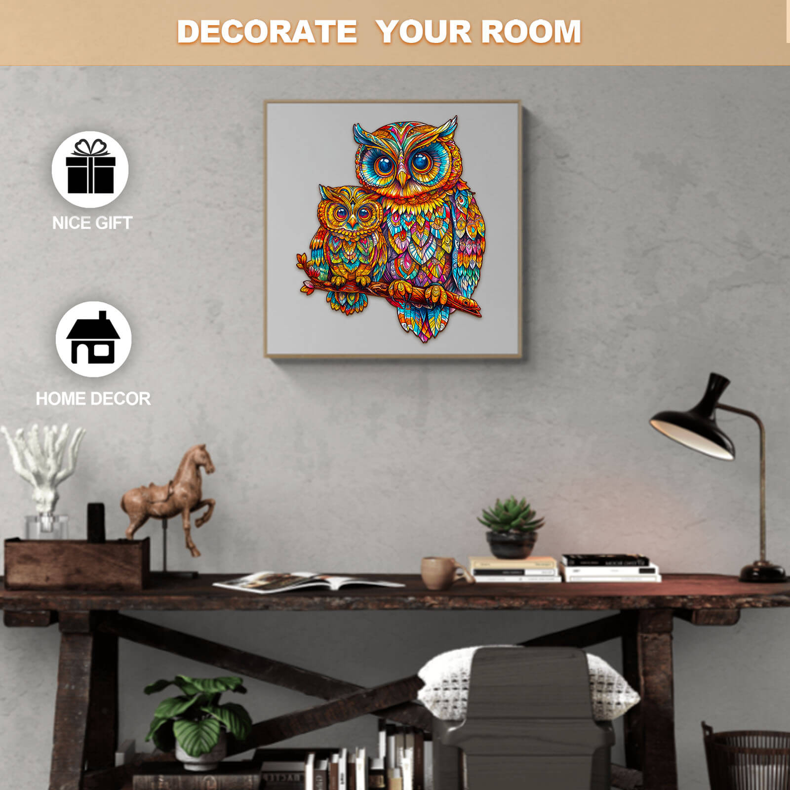 Owl family-3 Wooden Jigsaw Puzzle