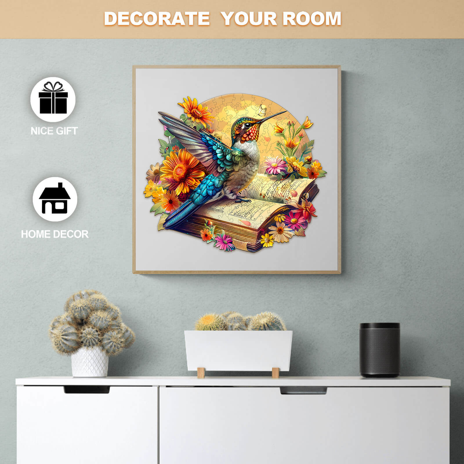 The Hummingbird on book Wooden Jigsaw Puzzle