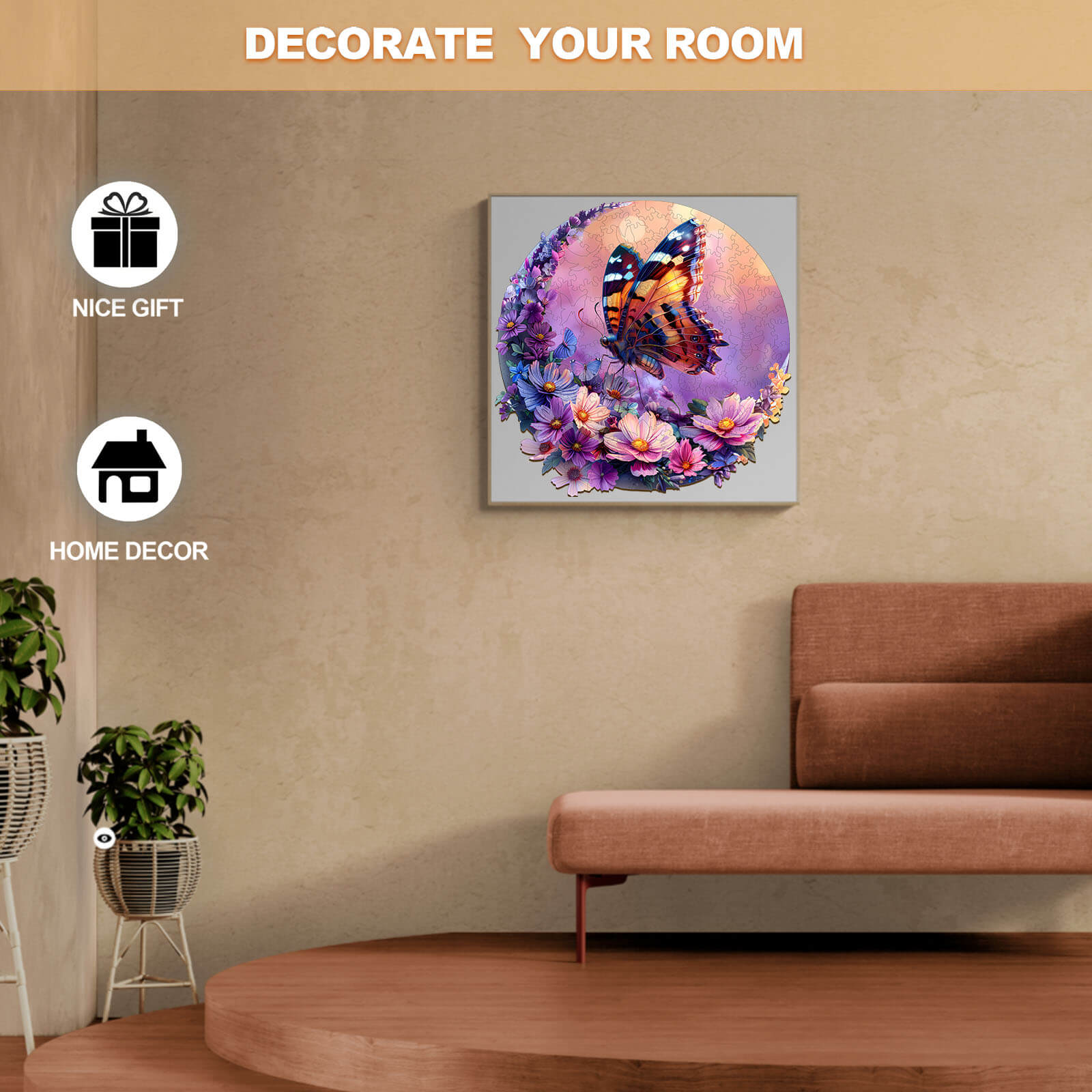 Butterfly and Moon-1 Wooden Jigsaw Puzzle