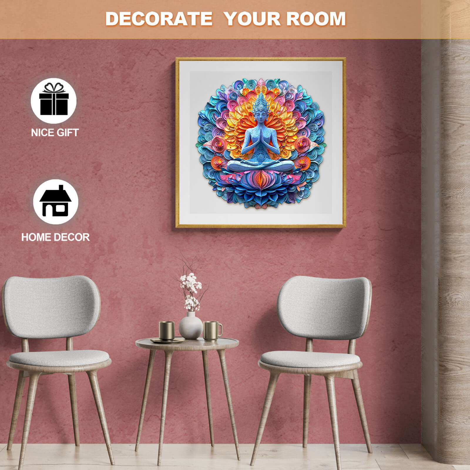 Yoga and mandala Wooden Jigsaw Puzzle