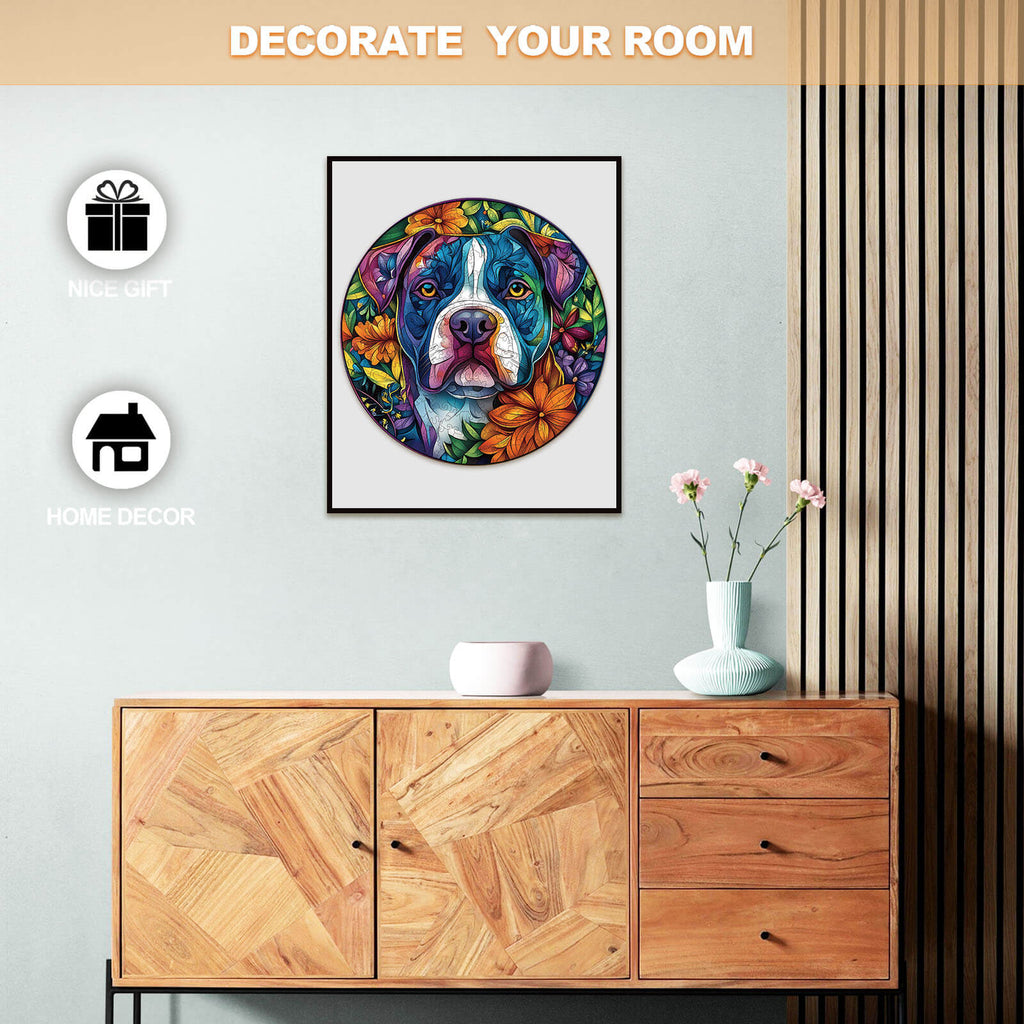 Blooming Loyalty dog Wooden Jigsaw Puzzle