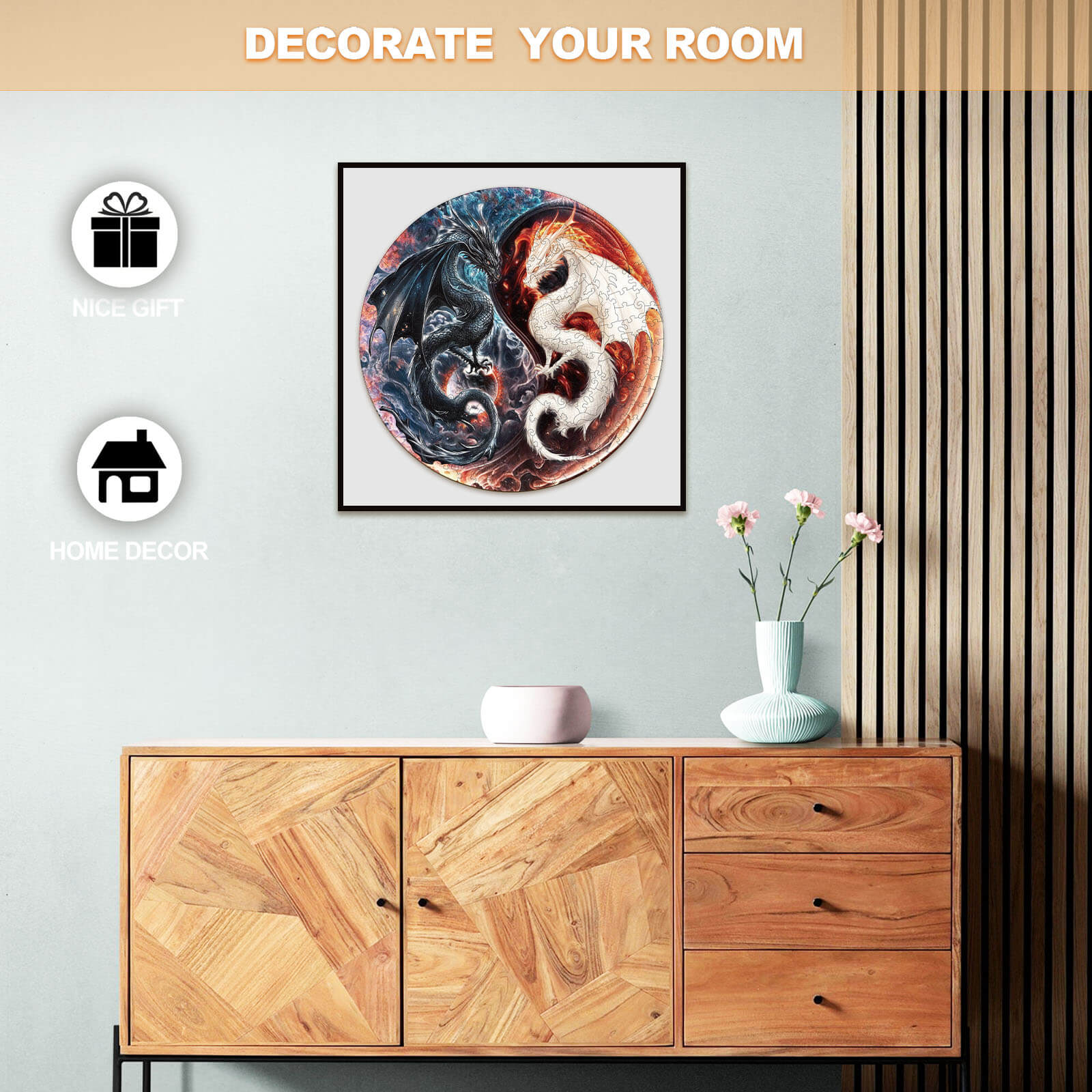 Yin Yang Dragon Wooden Jigsaw Puzzle