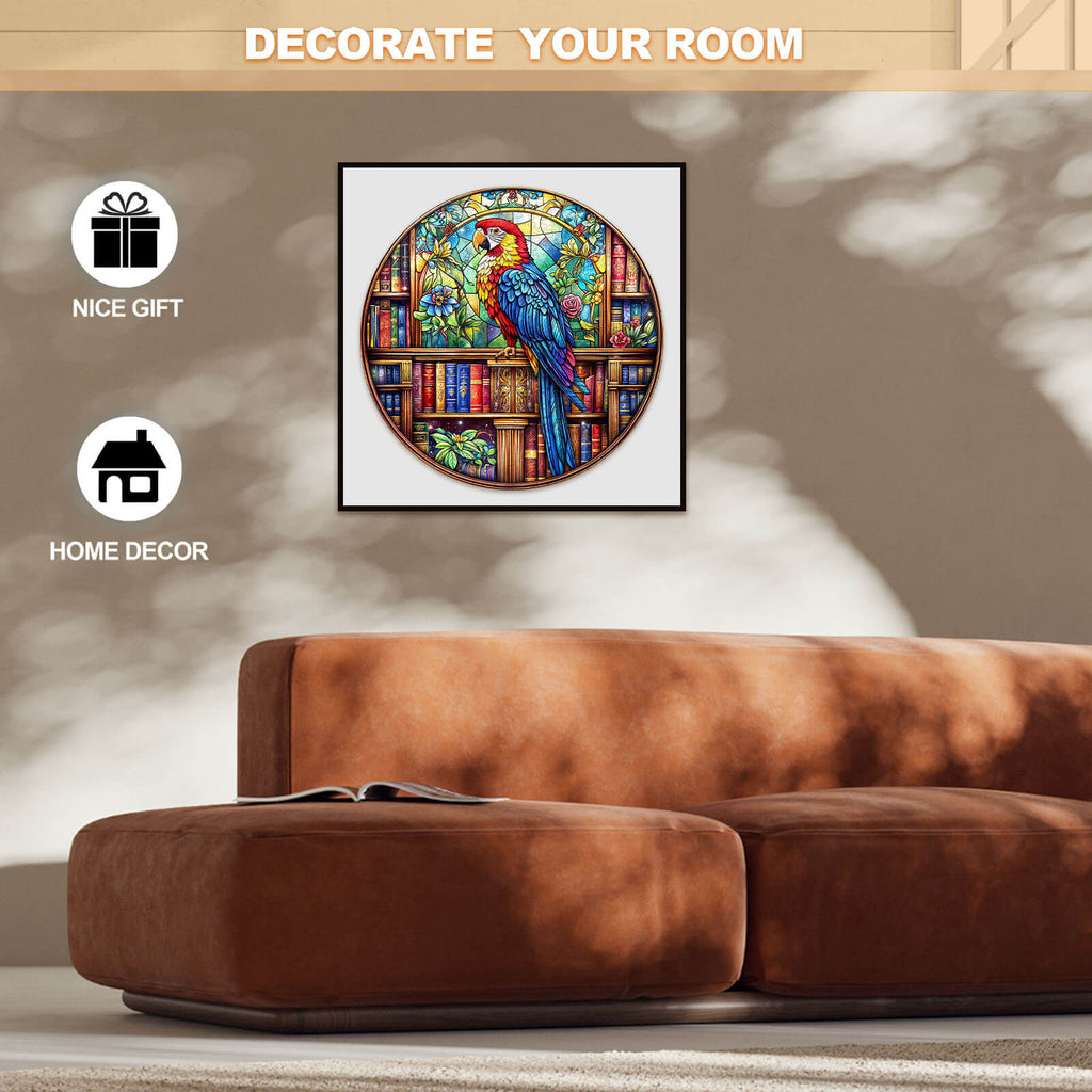 Library Parrot Wooden Jigsaw Puzzle