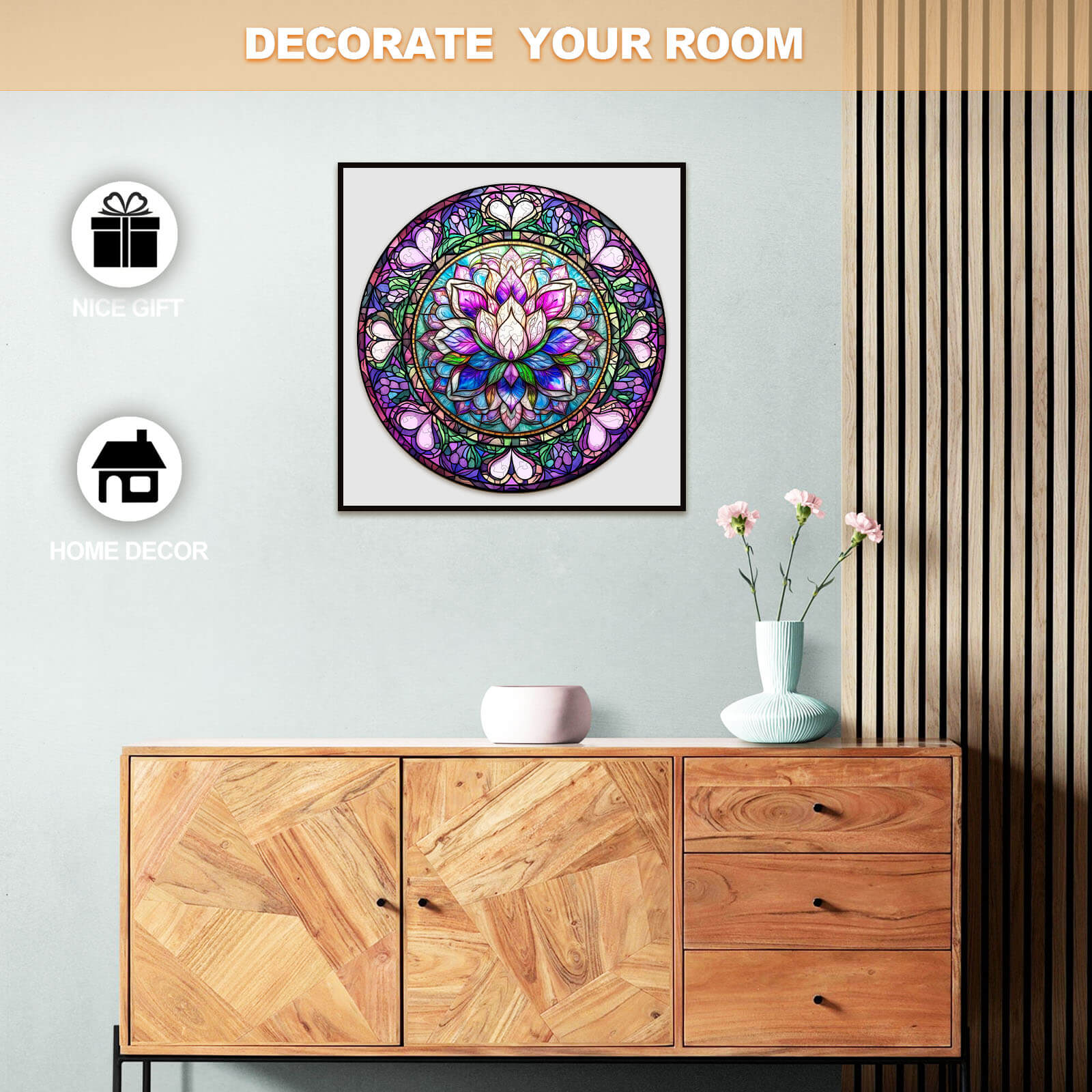 Stained Glass Lotus-1 Wooden Jigsaw Puzzle