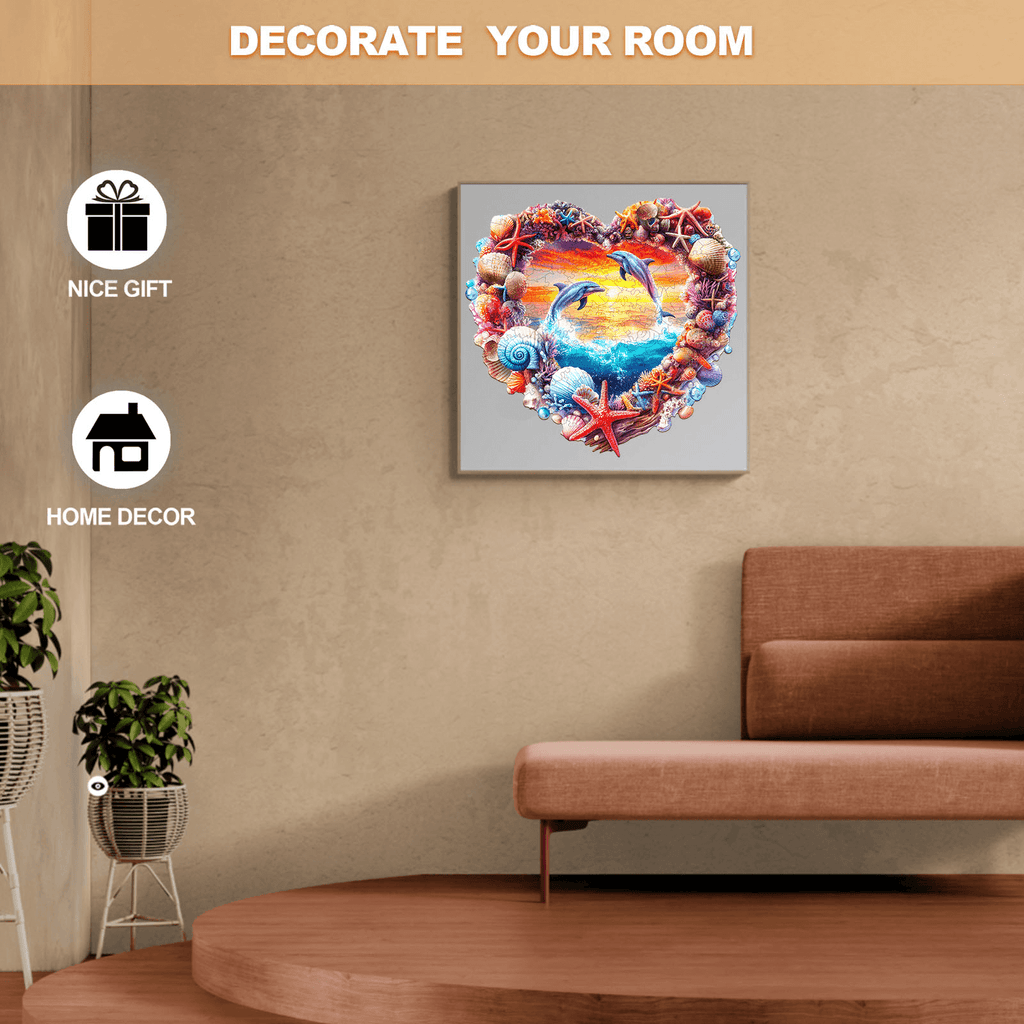 Coral and Dolphin Wooden Jigsaw Puzzle