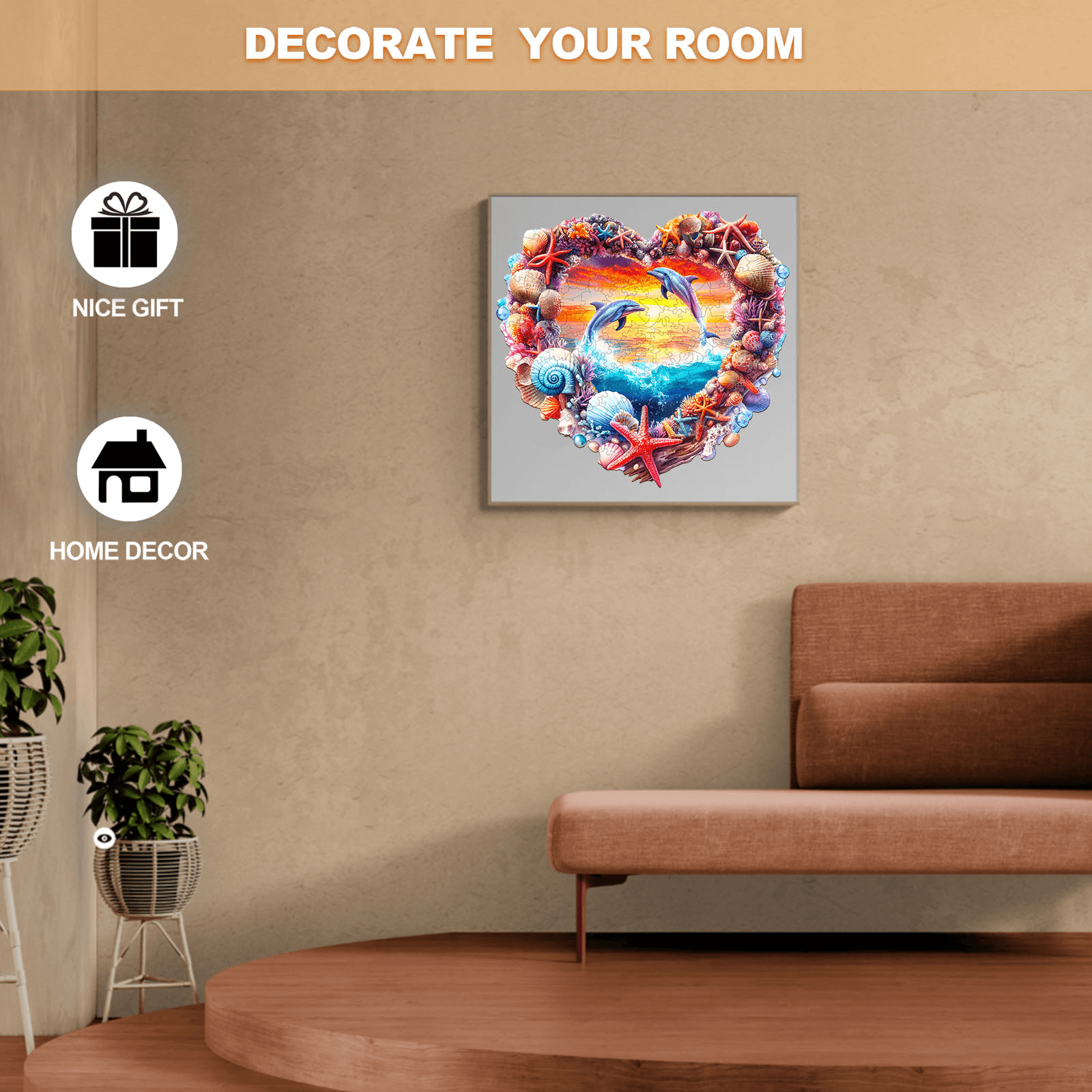 Coral and Dolphin Wooden Jigsaw Puzzle