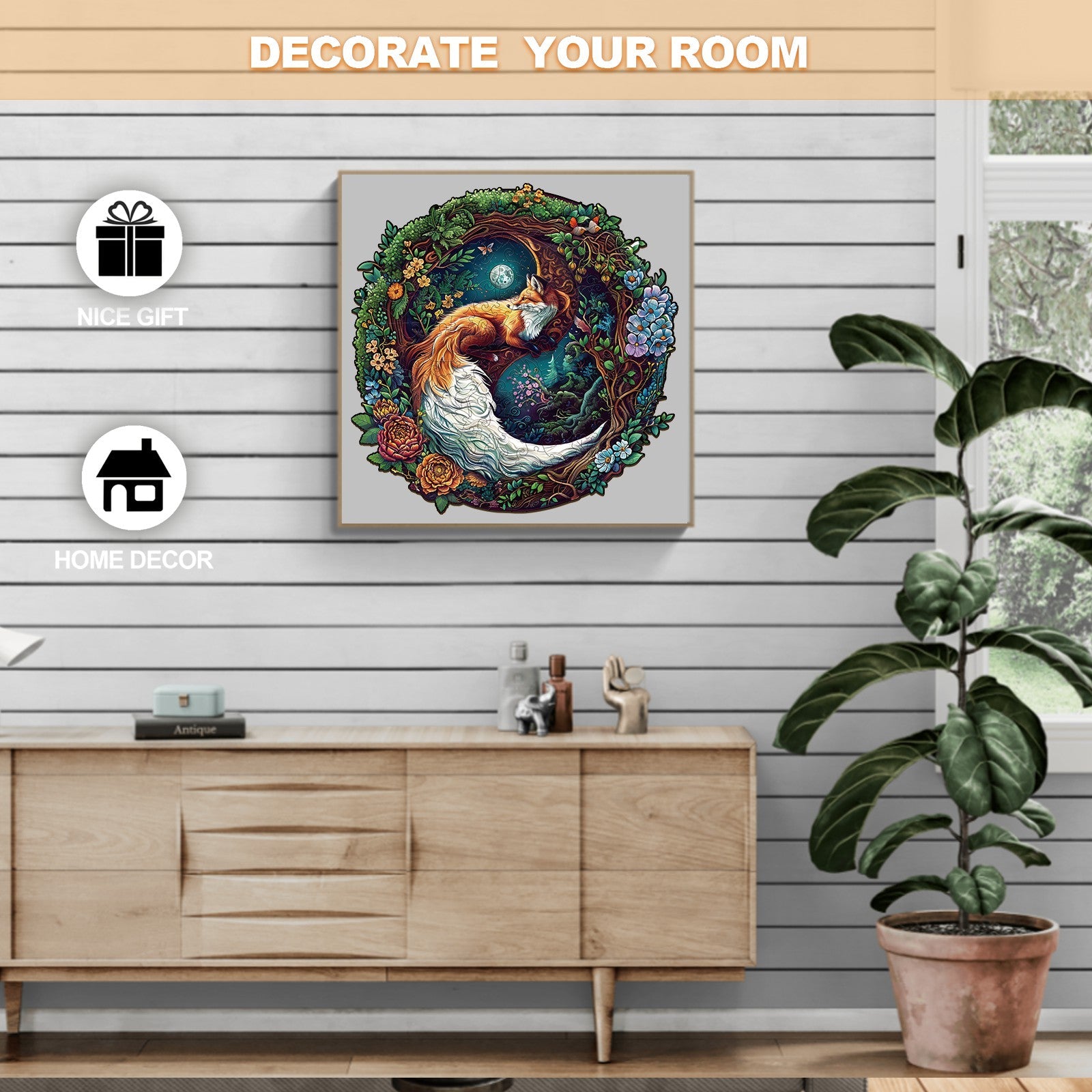 Yin Yang Fox-2 Wooden Jigsaw Puzzle
