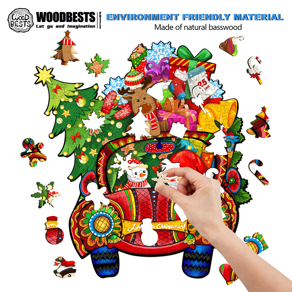 Christmas Car Wooden Jigsaw Puzzle
