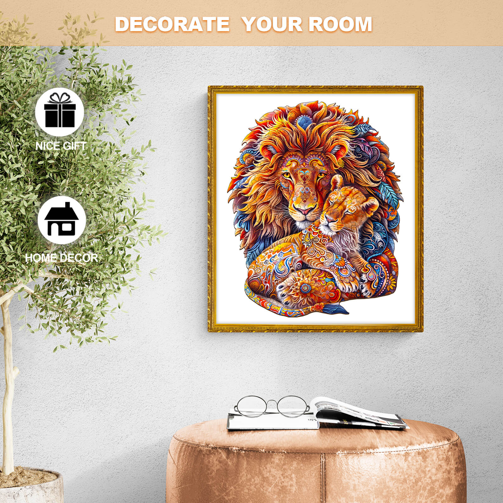 Fatherly Lion Wooden Jigsaw Puzzle