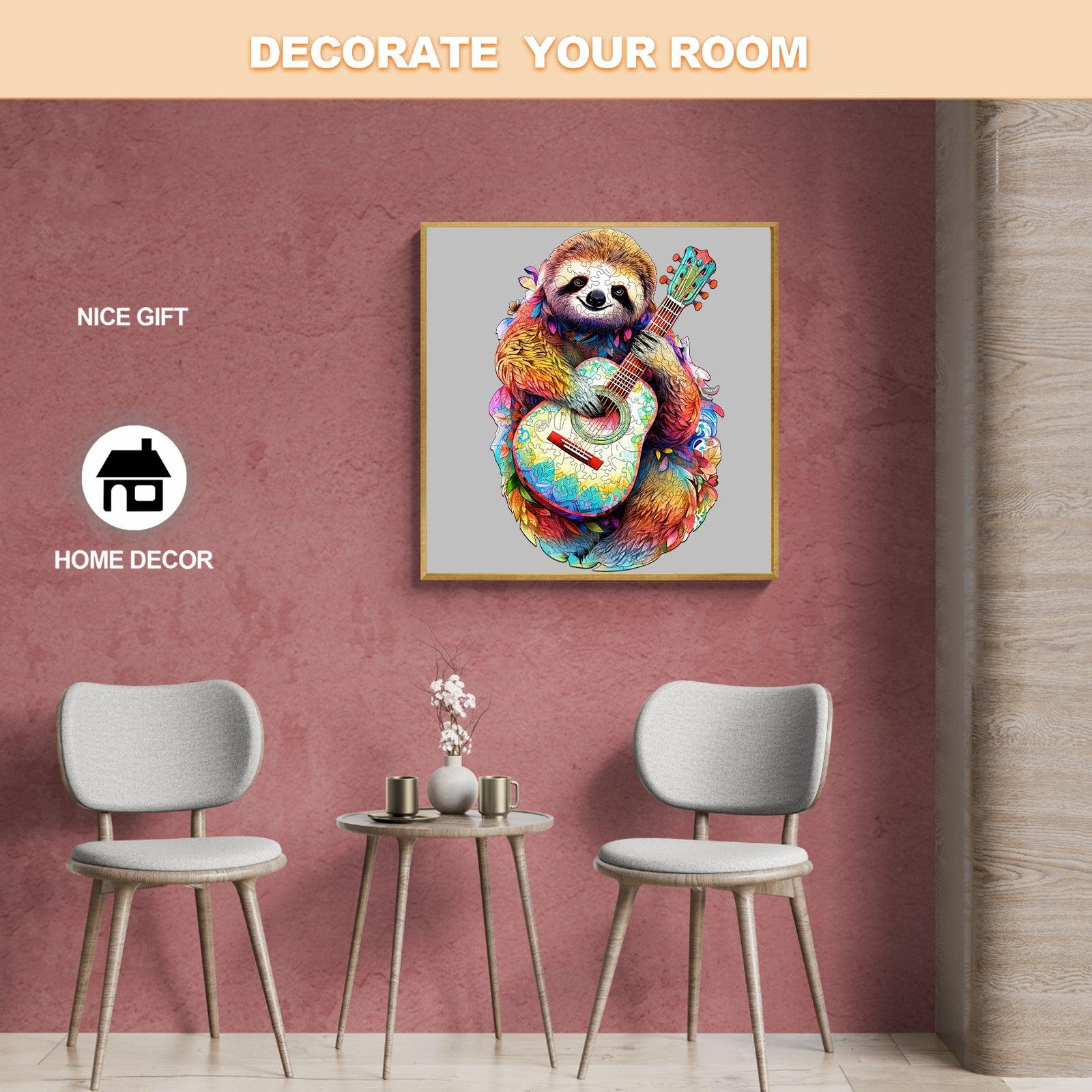 Sloth With Guitar Wooden Jigsaw Puzzle
