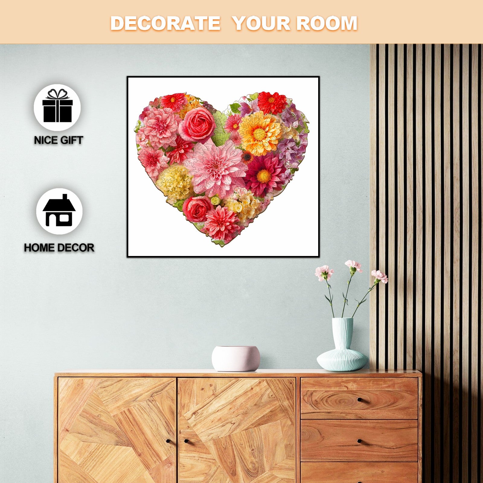 Flower Heart -3 Wooden Jigsaw Puzzle