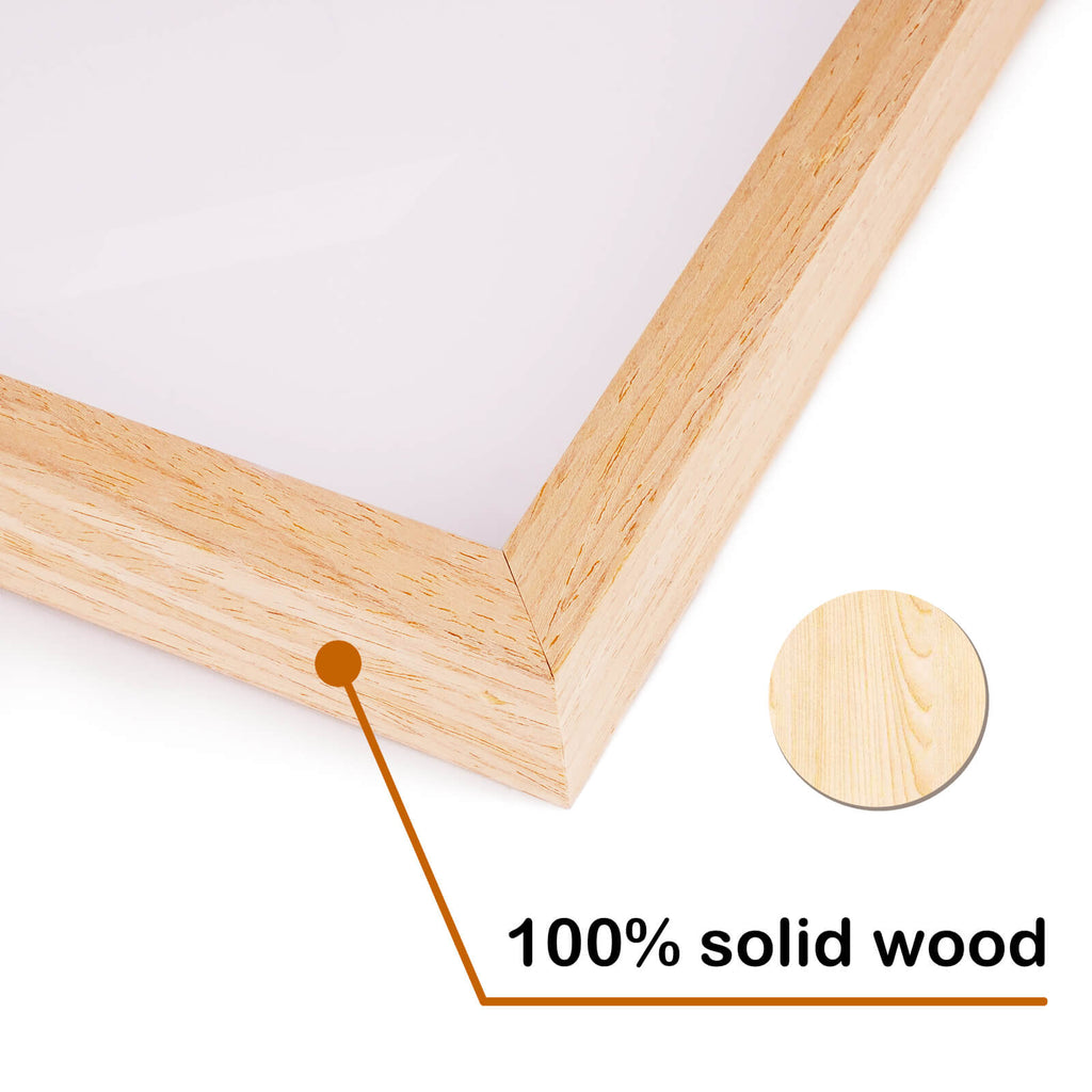 Natural Solid Oak Wood Photo Frame for Pictures, Prints, Art Frames