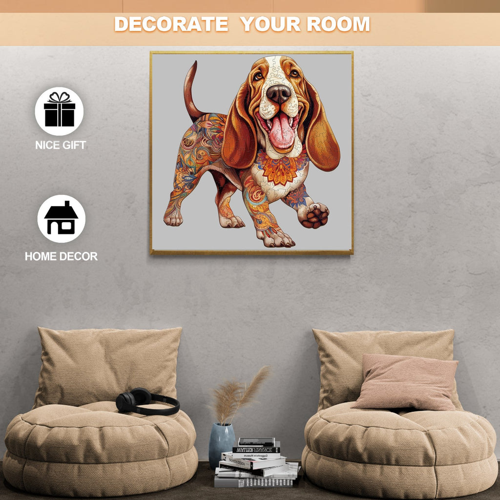 Basset Hound-2 Wooden Jigsaw Puzzle