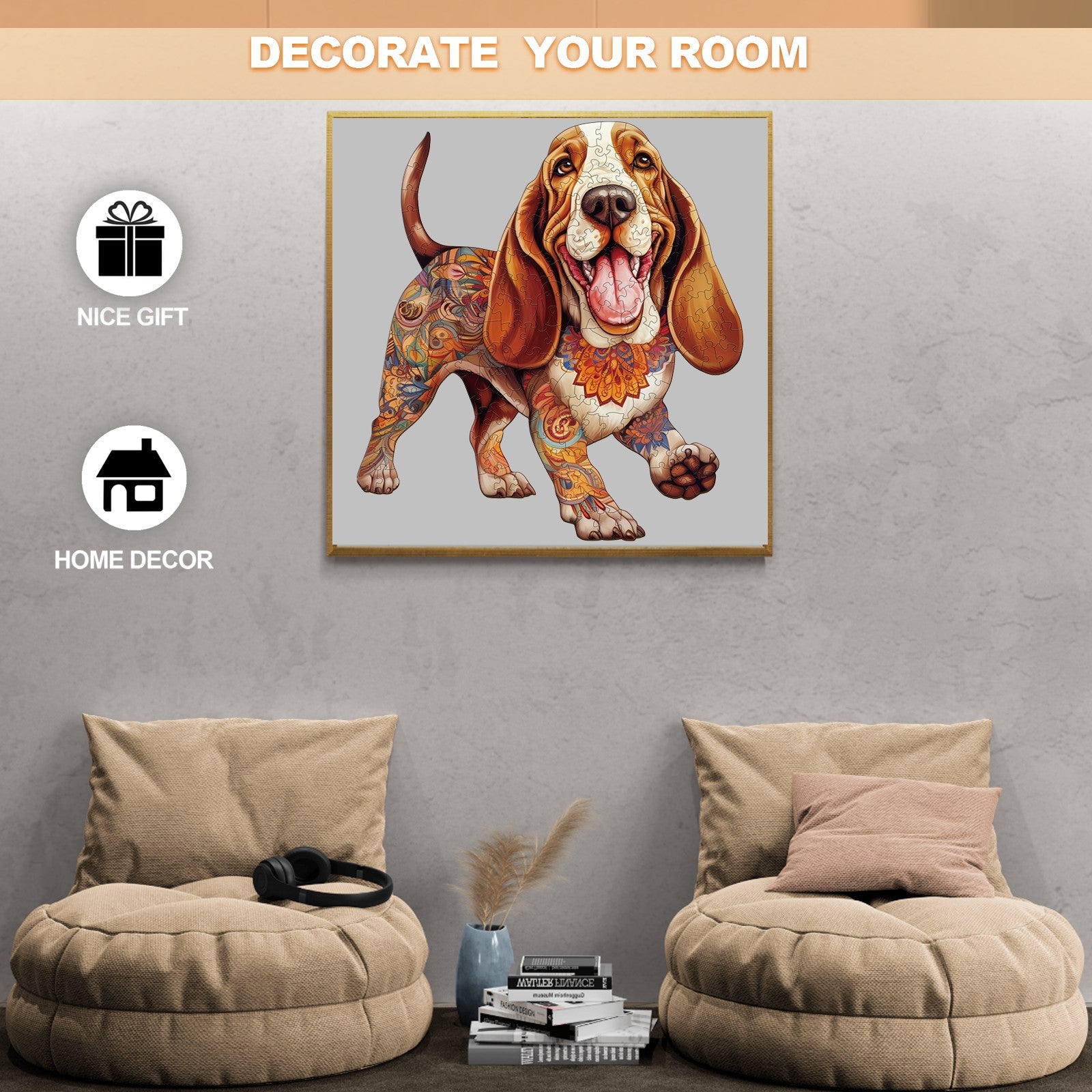 Basset Hound-2 Wooden Jigsaw Puzzle