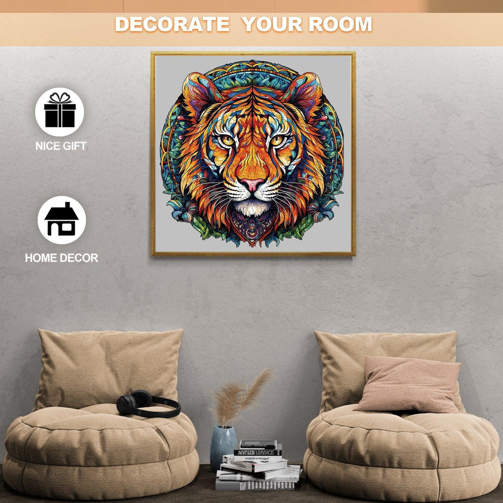 Mandala Tiger Wooden Jigsaw Puzzle