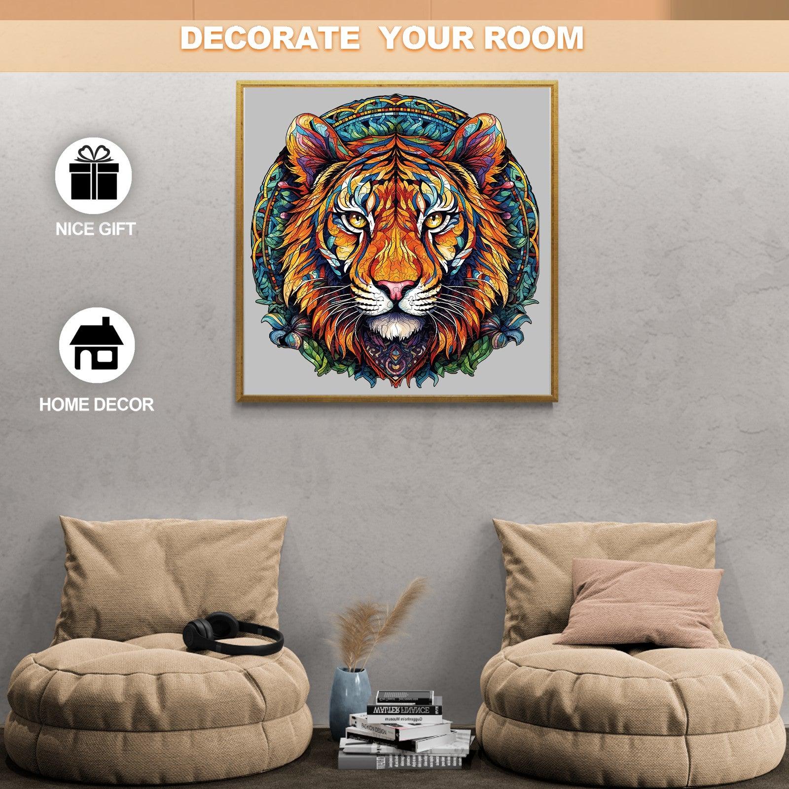 Mandala Tiger Wooden Jigsaw Puzzle