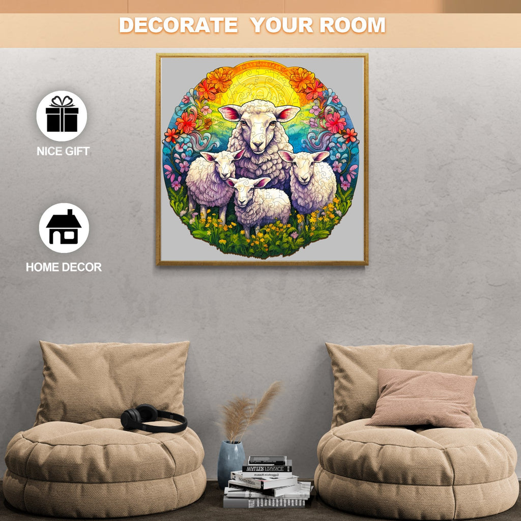Mandala Sheep Wooden Jigsaw Puzzle