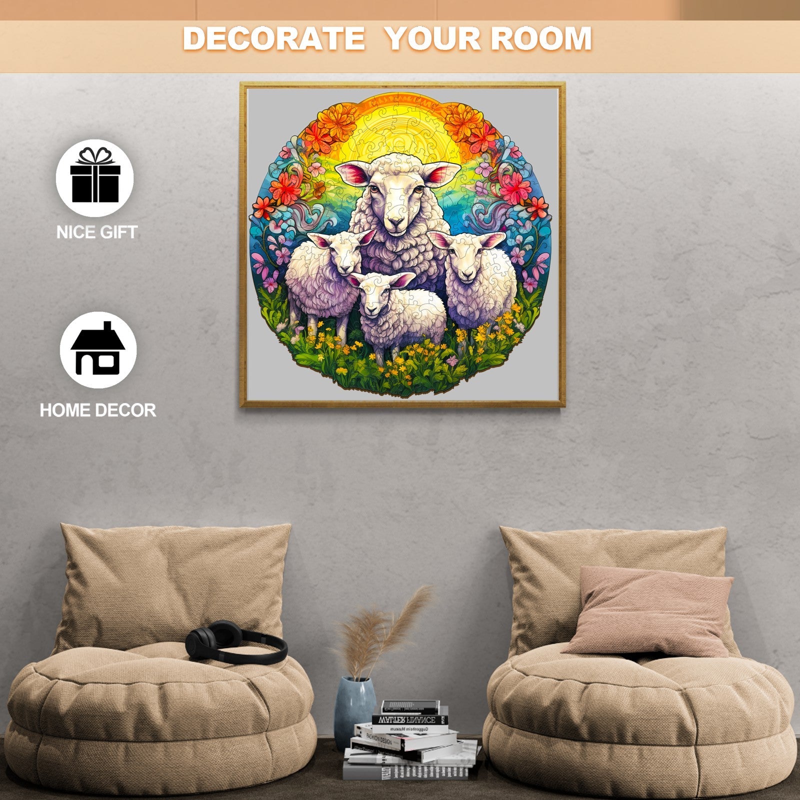 Mandala Sheep Wooden Jigsaw Puzzle