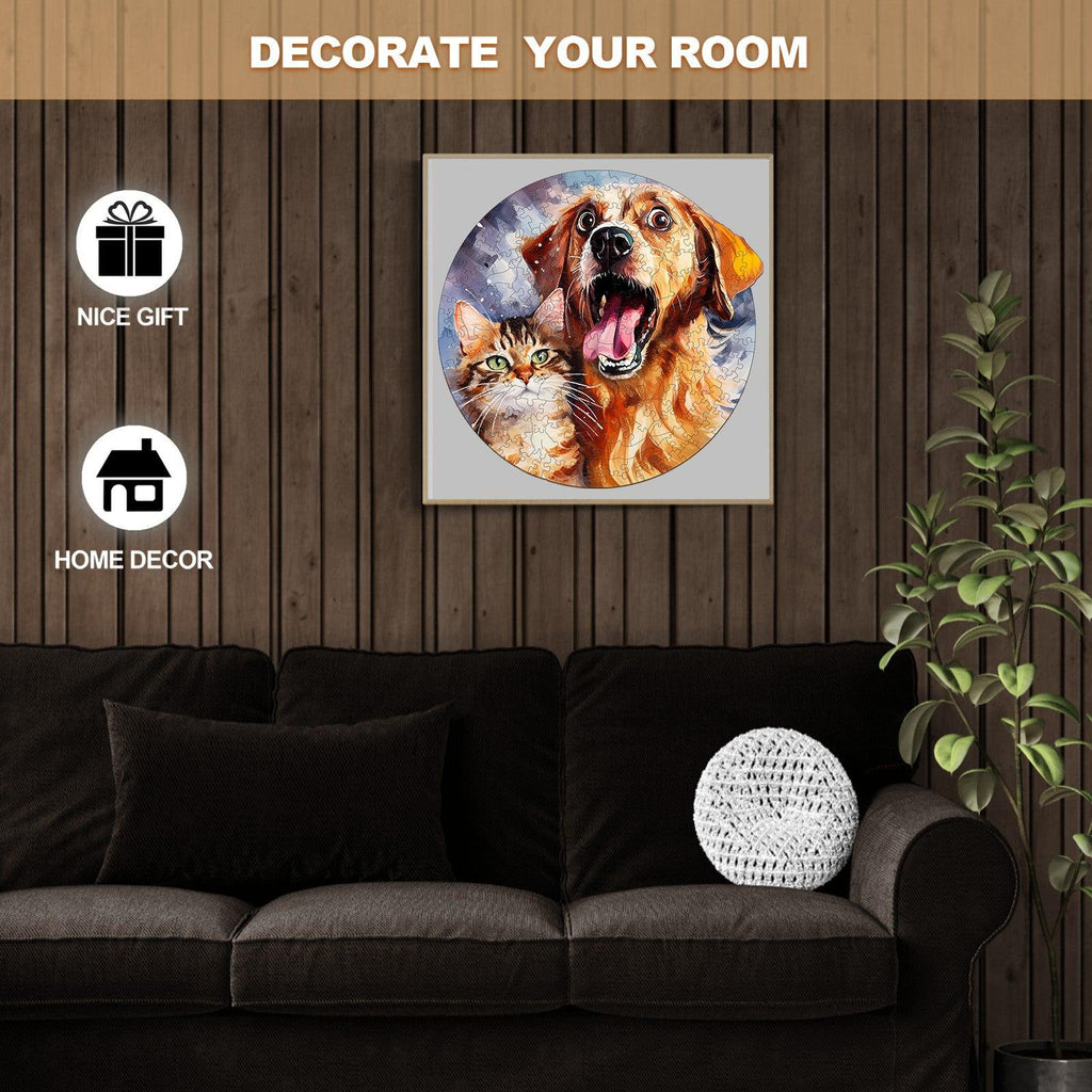 Cat And Dog Wooden Jigsaw Puzzle