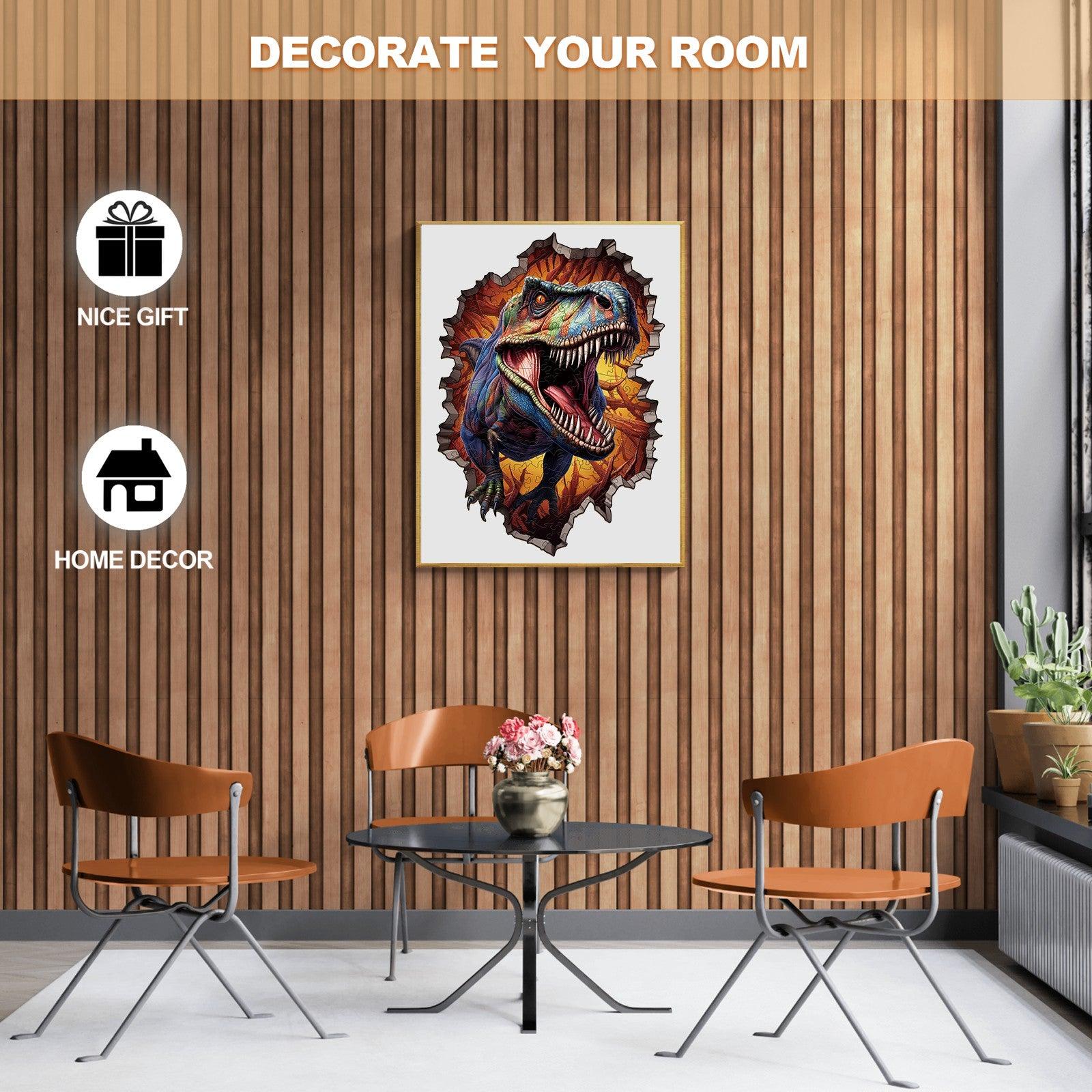 Wall Breaking T-rex Wooden Jigsaw Puzzle
