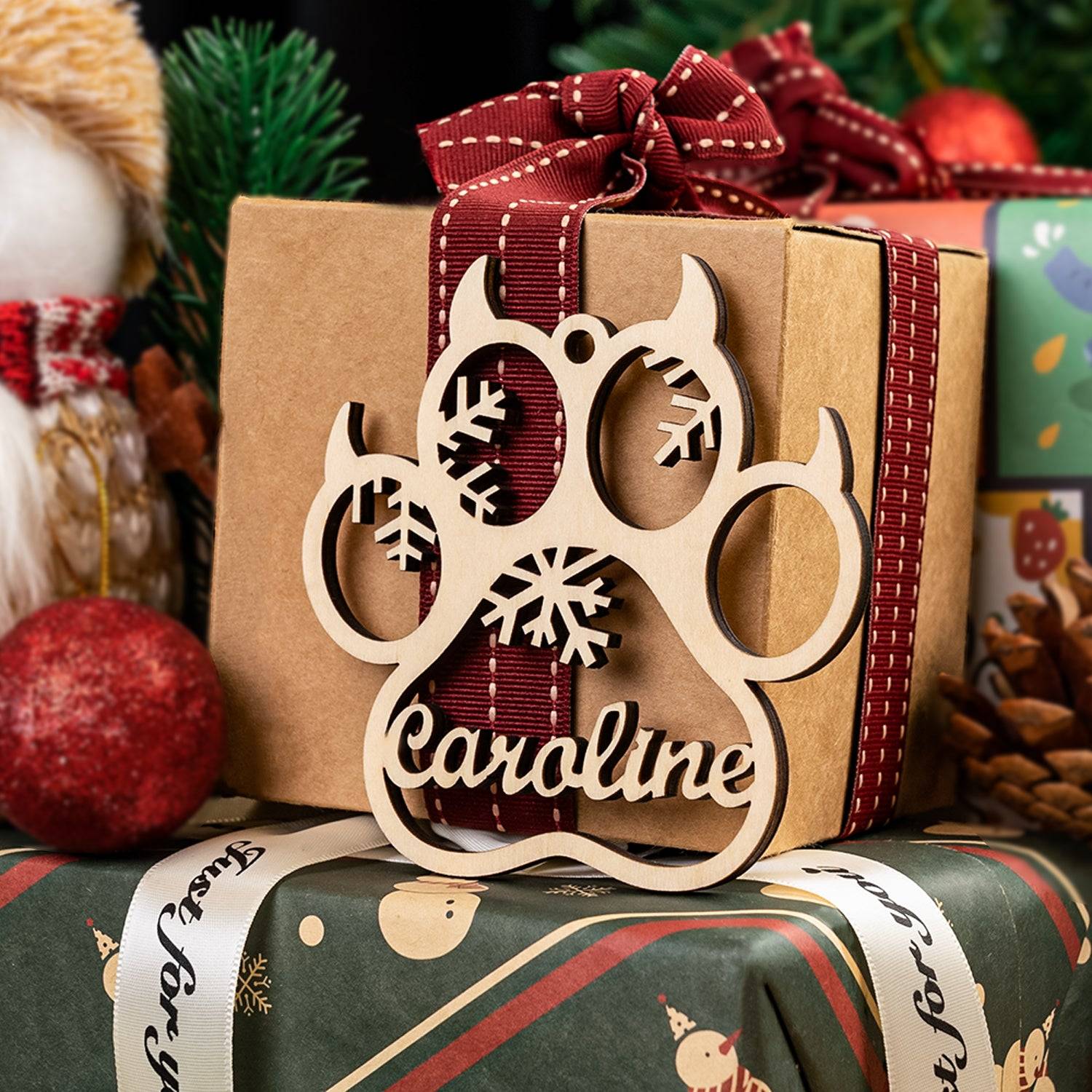 Personalized Dog/Cat Paw Angel Wings Ornament -Dog Paw