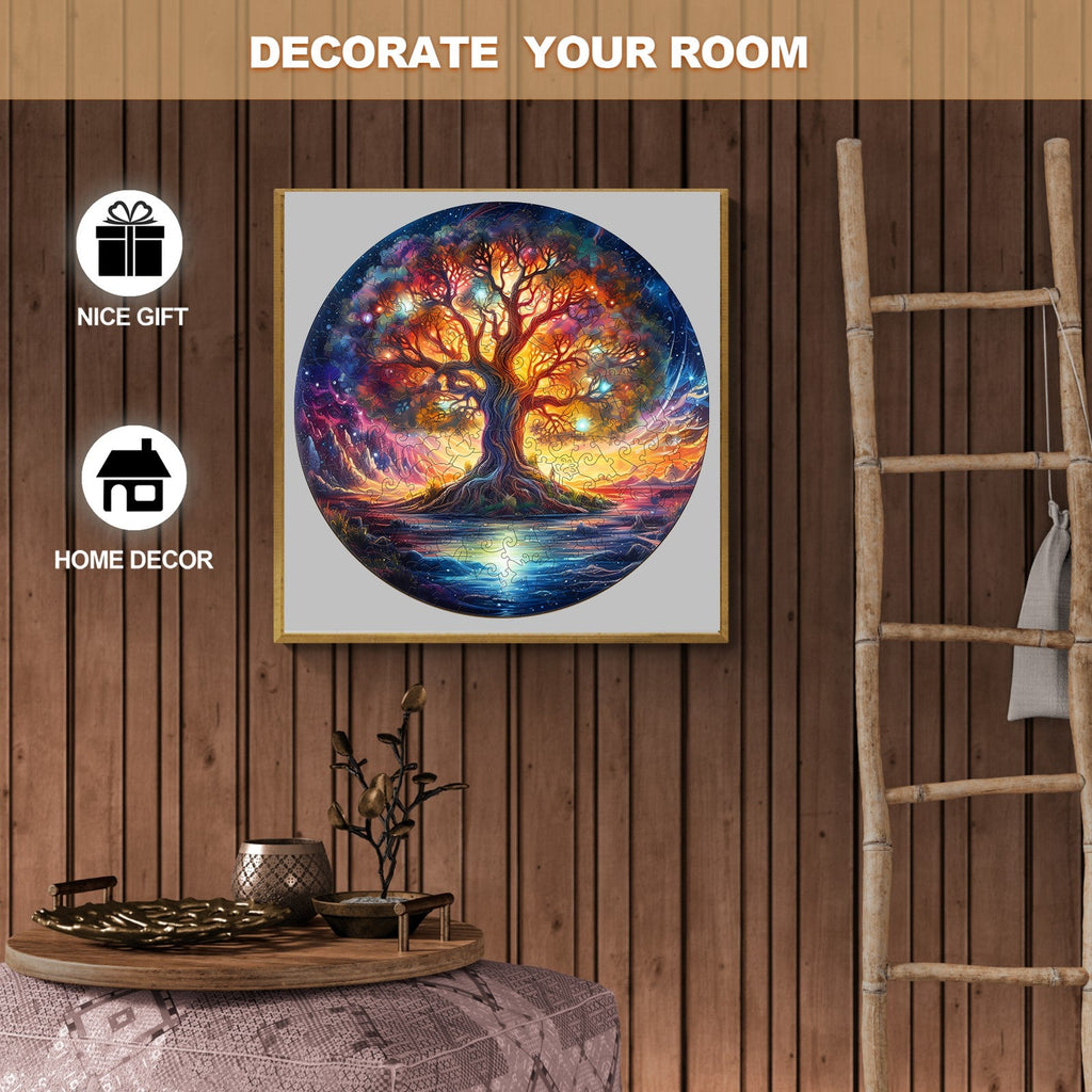 Starry Night Tree of Life Wooden Jigsaw Puzzle