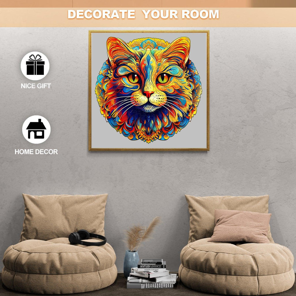 Colorful Cat Wooden Jigsaw Puzzle