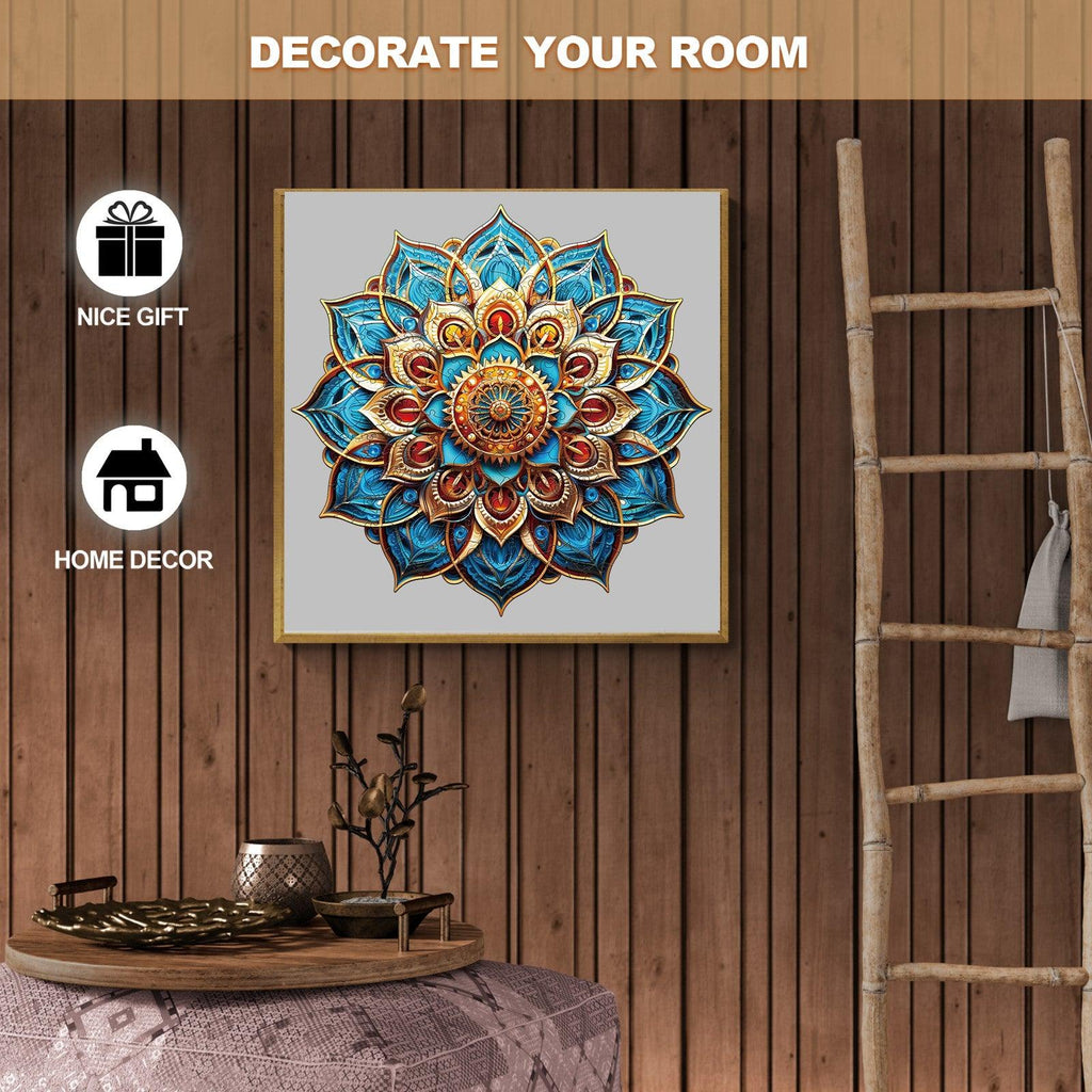Mandala Blue Wooden Jigsaw Puzzle